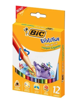 Lápis de Cor Triangular Gigante Evolution BIC 12 Cores
