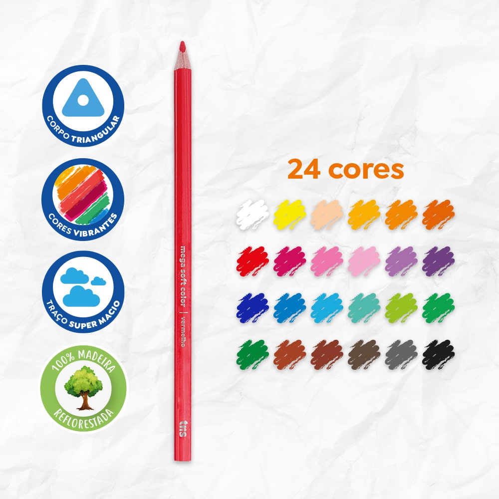 Lápis De Cor Mega Soft Color 24 Cores Tris - Imagem 2