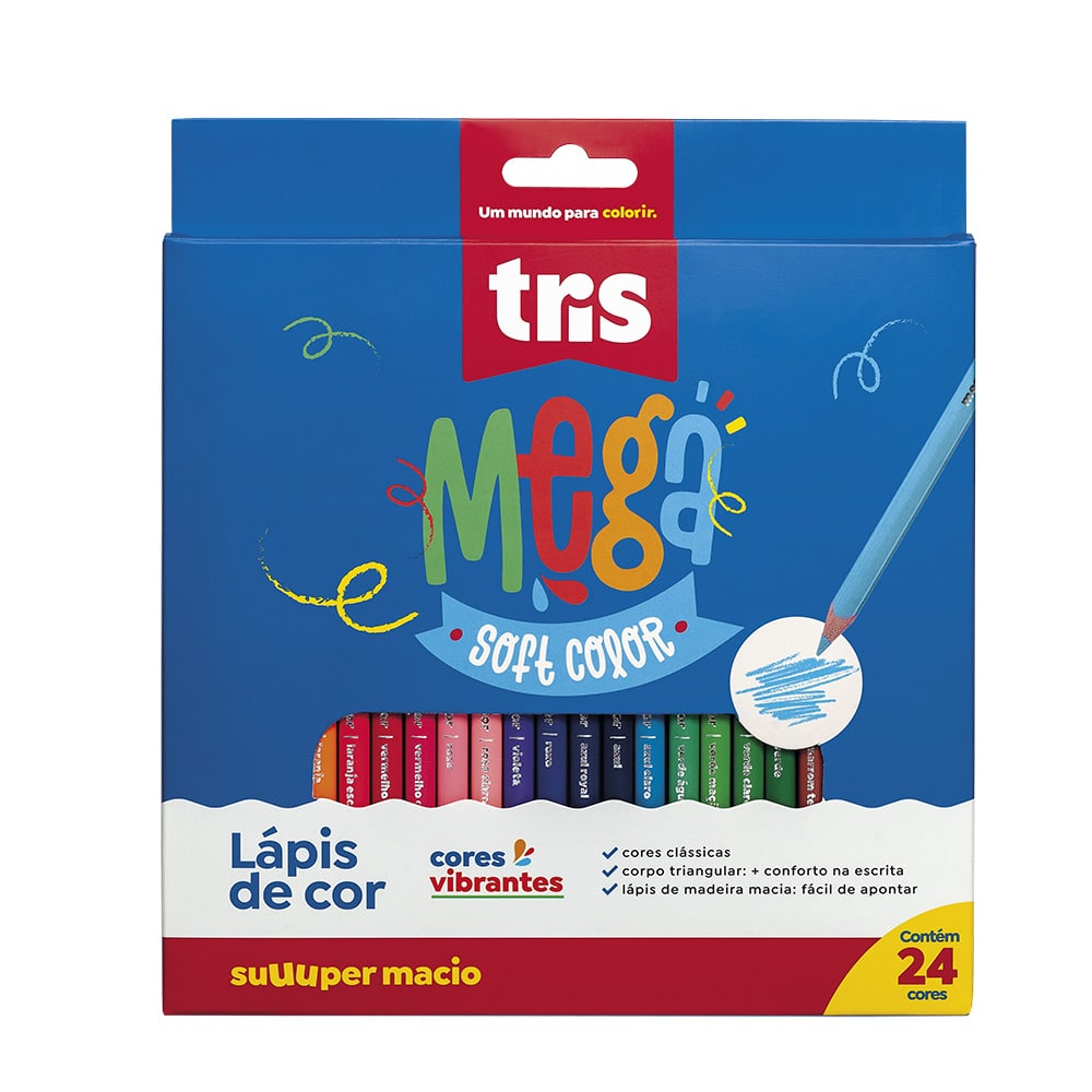 Lápis De Cor Mega Soft Color 24 Cores Tris