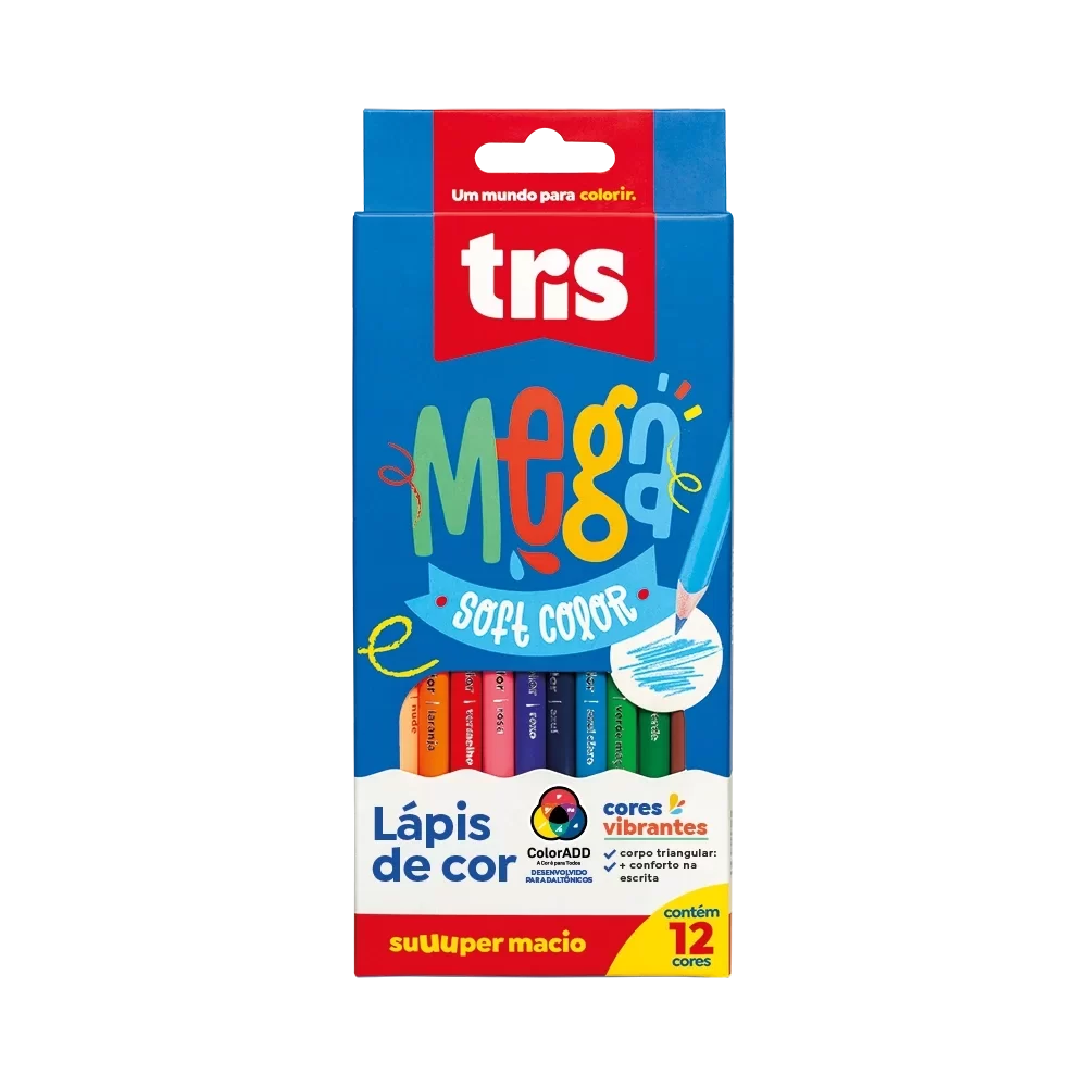Lápis De Cor Mega Soft Color 12 Cores Tris