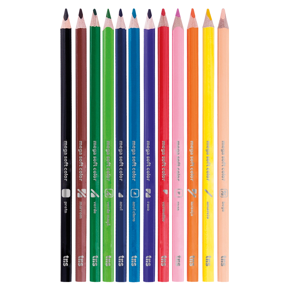 Lápis De Cor Mega Soft Color 12 Cores Tris - Imagem 2